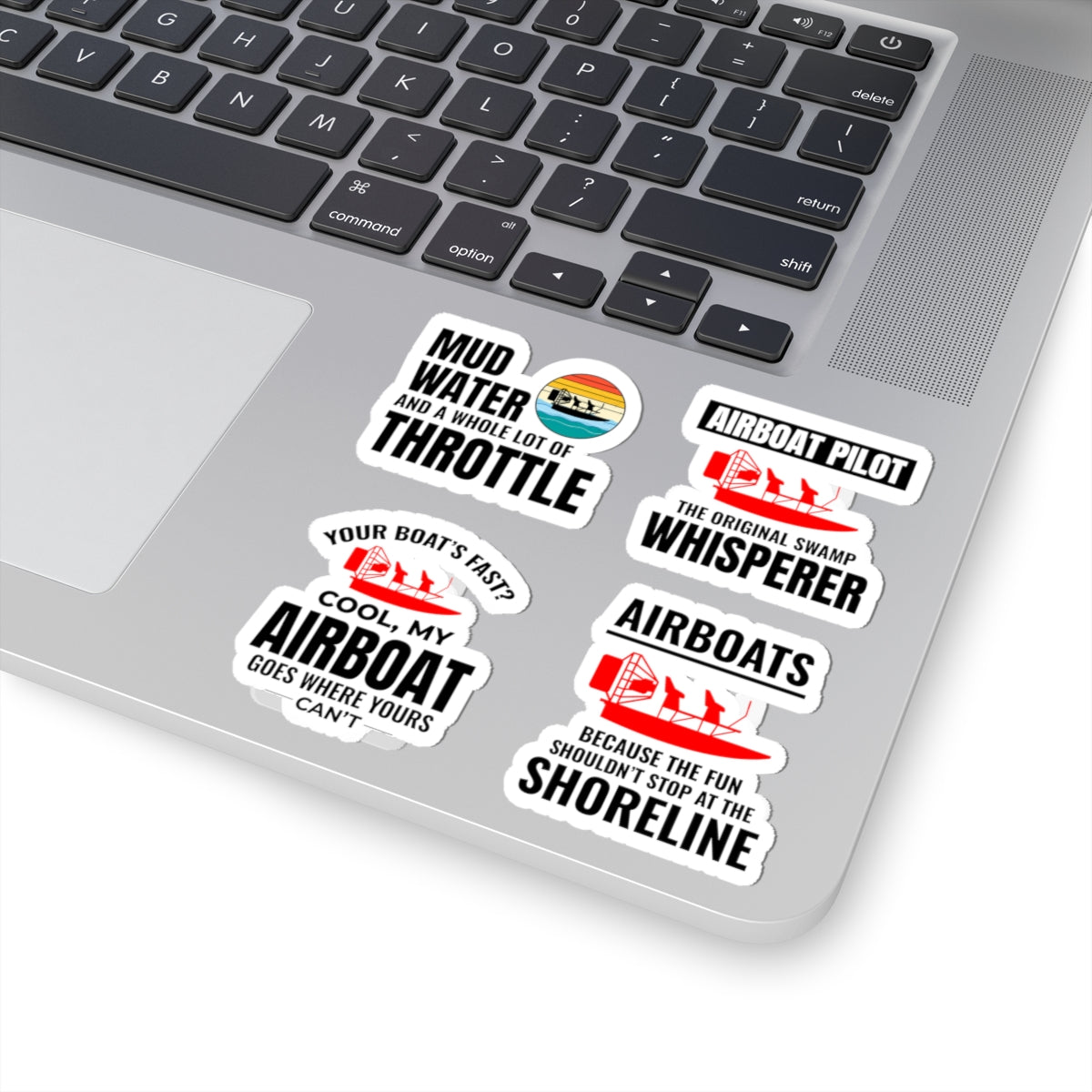 Airboat Sticker Pack – 4 PCS Witty Swamp Pilot Decals for Flat Bottom Boat Riders Bayou Enthusiasts