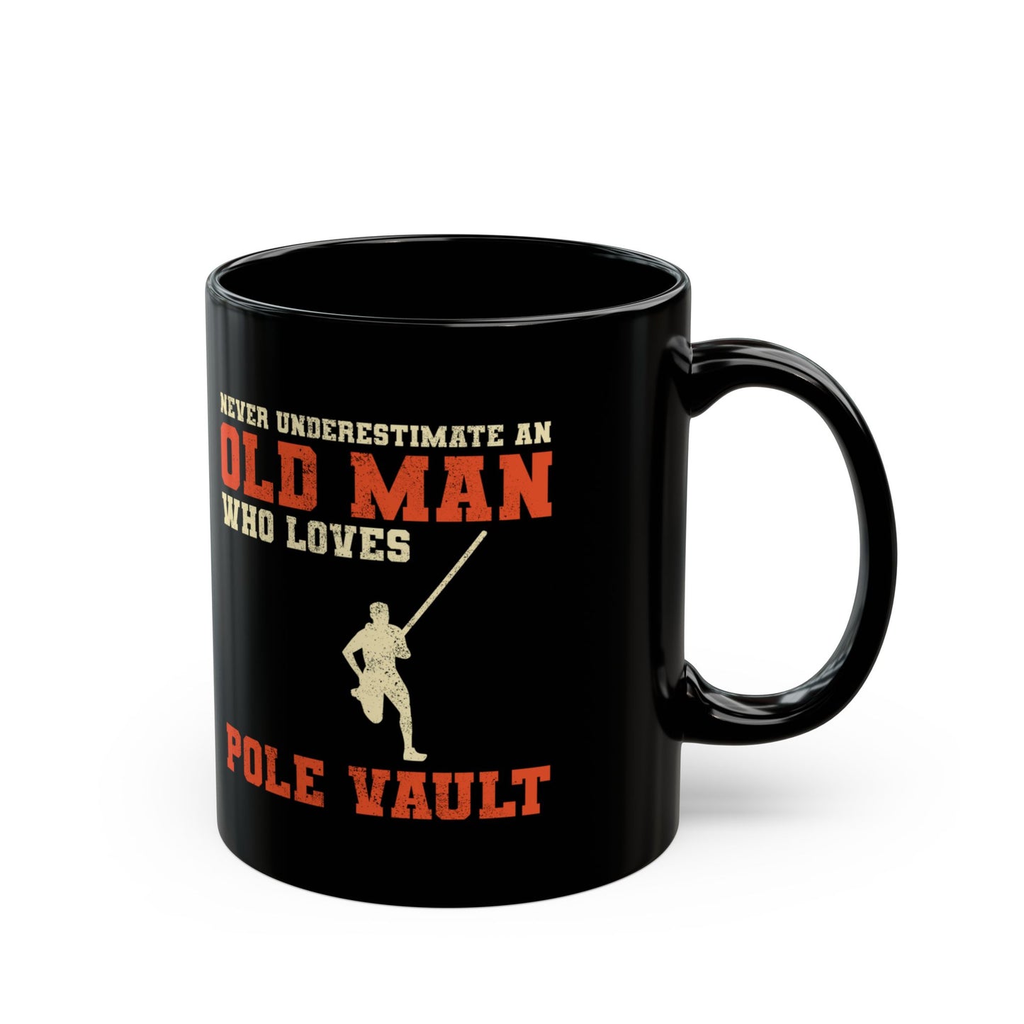 Pole Vault Mug Black – Gift for Senior Pole Vaulter, Vintage Track and Field Cup 11 oz