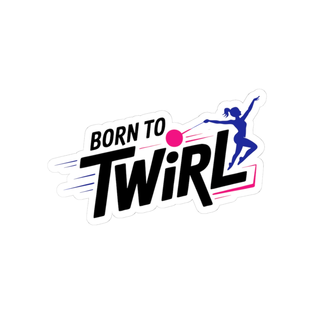 Baton Twirling Sticker – Whimsical Spinning Dancer Decal for Twirler Marching Band Color Guard Member