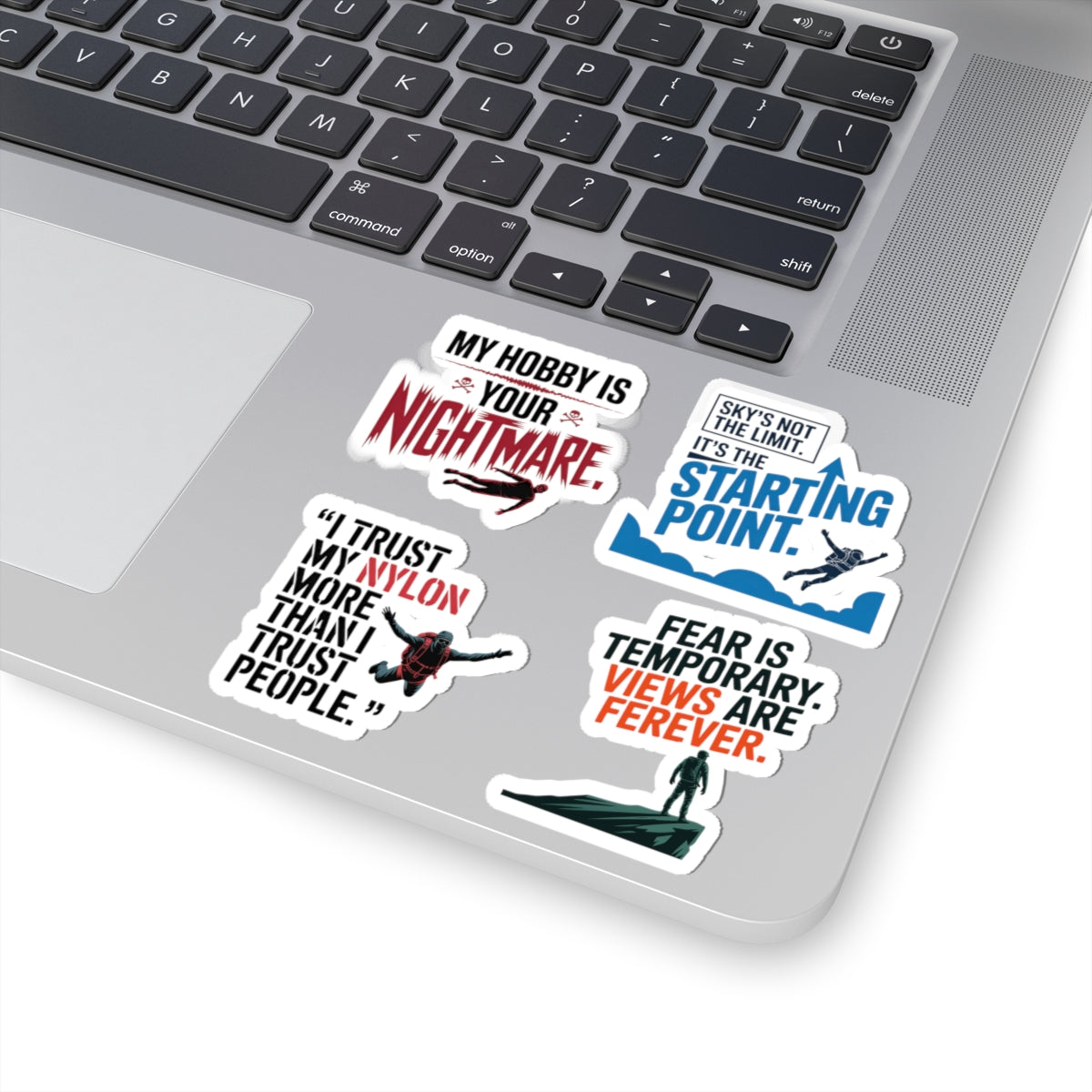 Base Jumping Sticker Pack for Car Laptop – 4 PCS Edgy Adventure Decal Set for Extreme Athletes Skydivers