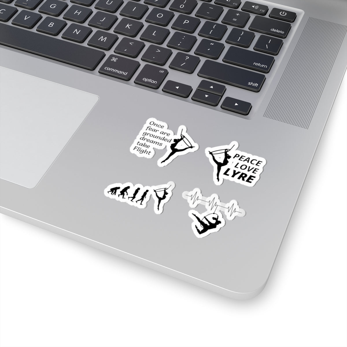 Aerial Hoop Sticker Pack – 4 PCS Inspirational Peace Love Lyre Evolution Decal Set for Aerialists Performers