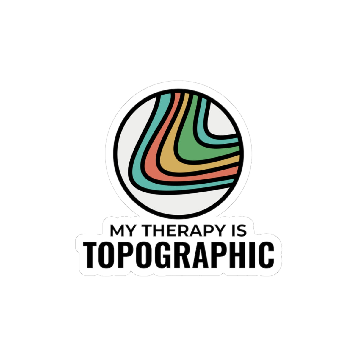 Topographic Therapy Sticker - Contour Map Art Vinyl Decal for Hikers