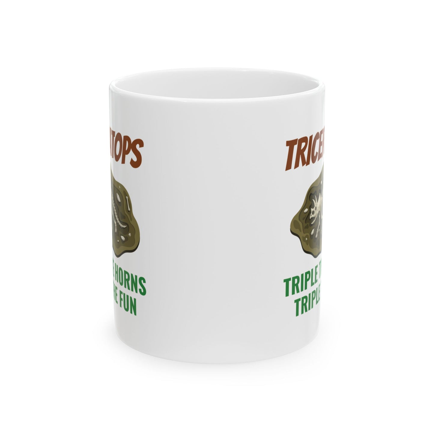 Taza con fósil de dinosaurio para amantes de la paleontología con diseño de esqueleto de triceratops 