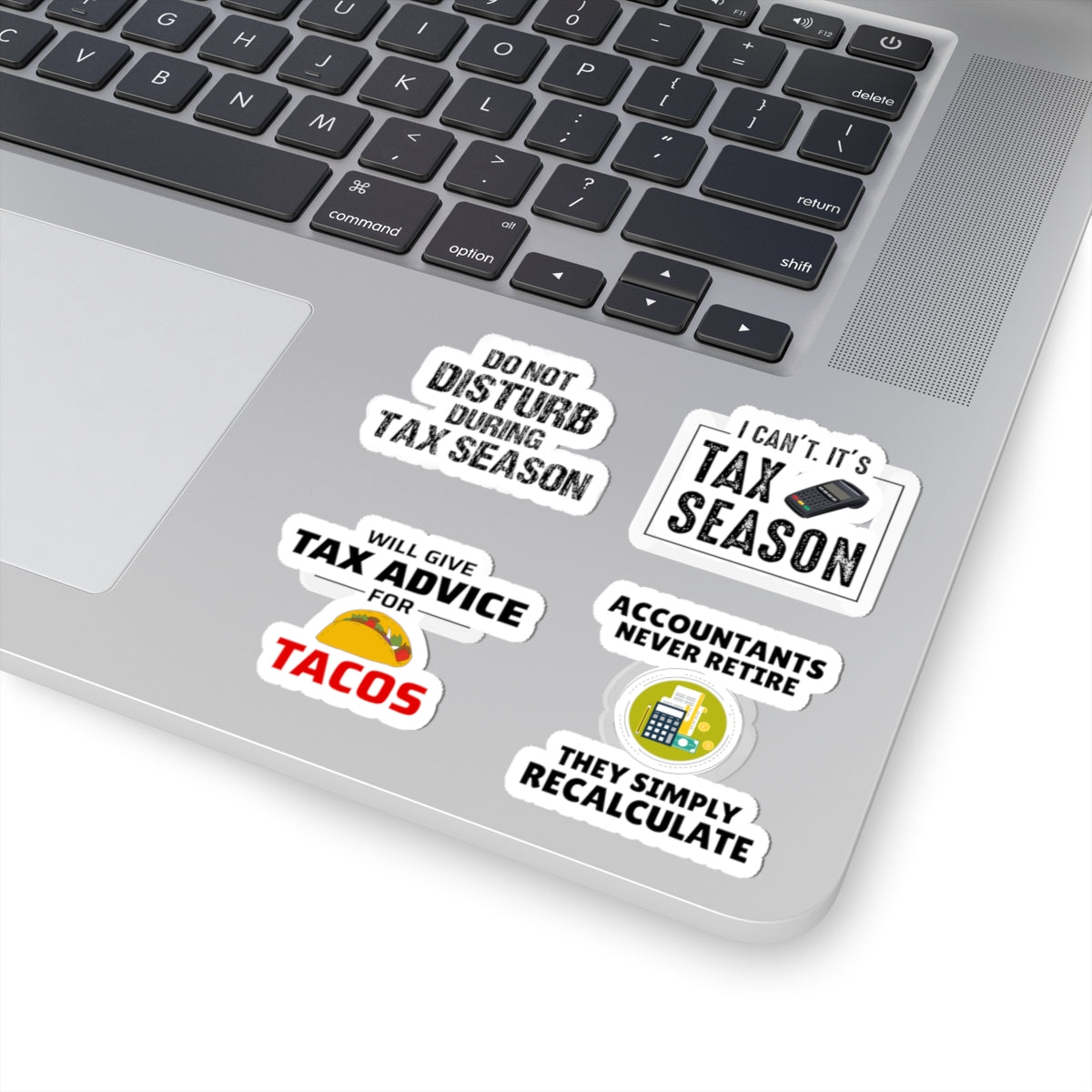 Accountant Sticker Pack – 4 PCS Funny Tax Advice Tacos Decal Set for Accountants CPAs Finance Professionals