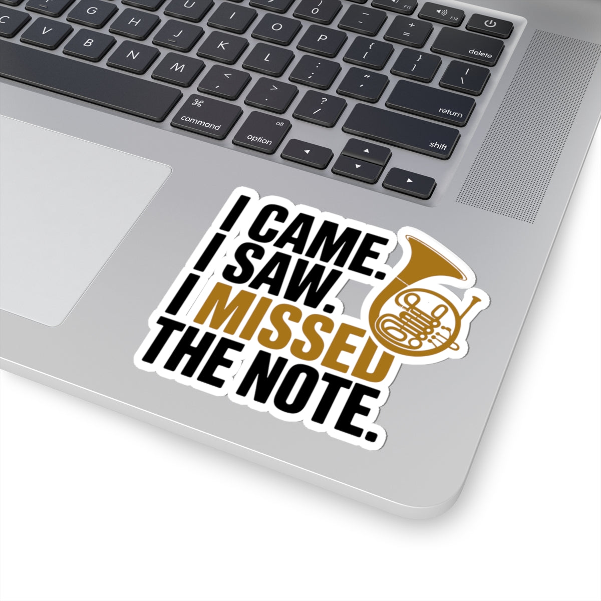 French Horn Humor Sticker - Missed Note Vinyl Decal for Musicians
