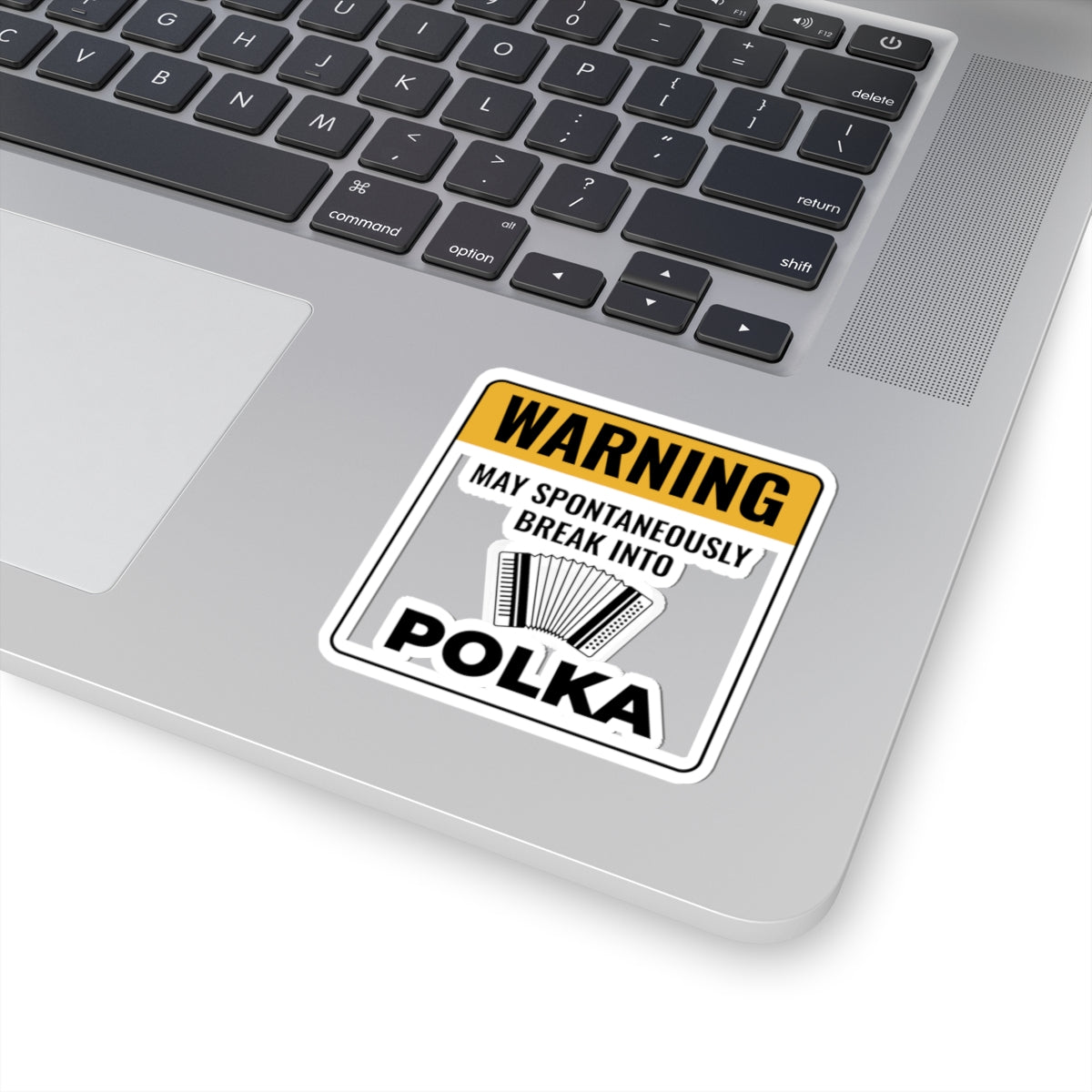 Accordion Player Sticker - Warning Sign Polka Humor Decal for Musicians, Polka Band Members, Folk Music Lovers