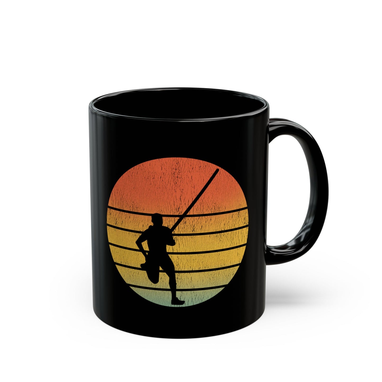 Pole Vault Mug Black – Sunset Themed Track & Field Gift for Athletes, Coaches, Vaulters 11oz
