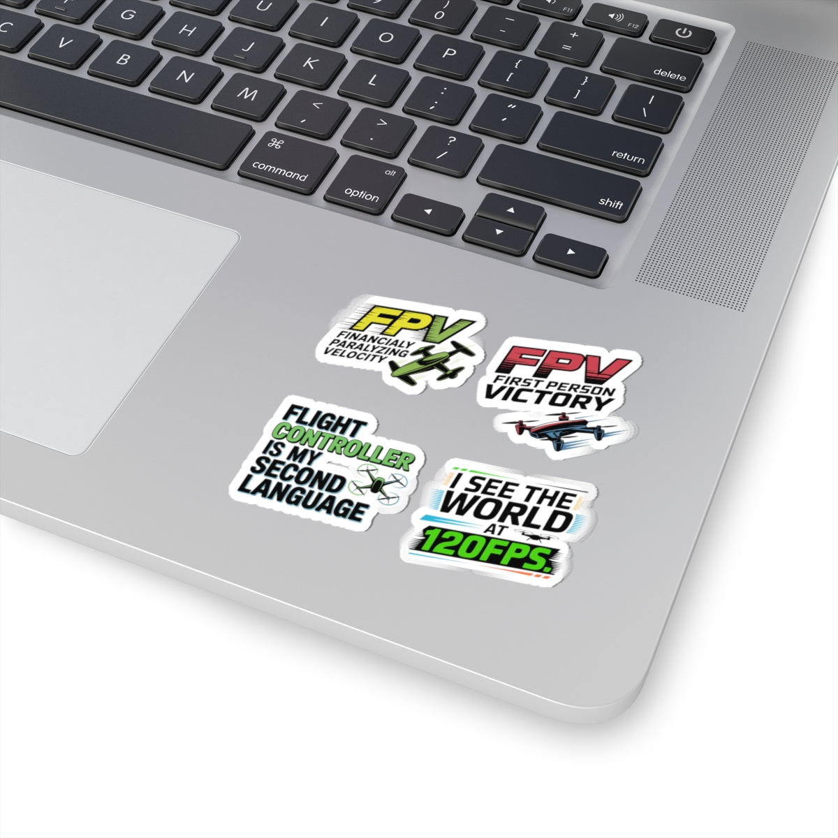 FPV Drone Sticker Pack – 4 PCS Funny Nerd Pride Quote Decals for Racing Pilots and Quadcopter Enthusiasts