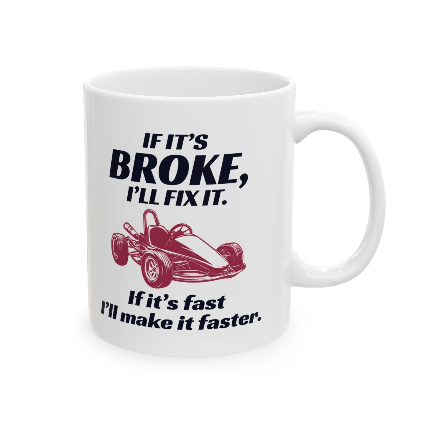 Go Kart Racing Mug - Fix It & Make It Faster Design