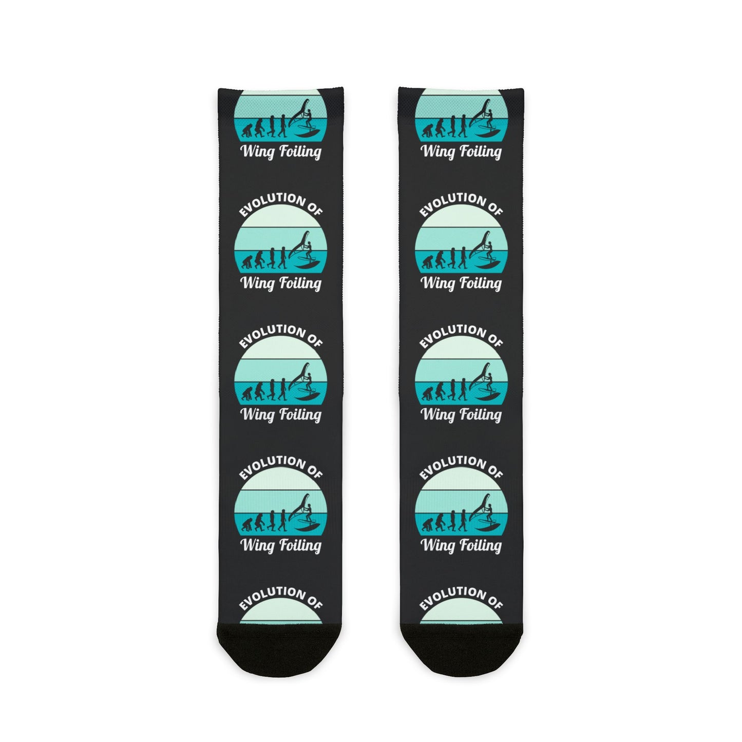 Wing Foiling Socks - Evolution Design with Ocean Blue Background