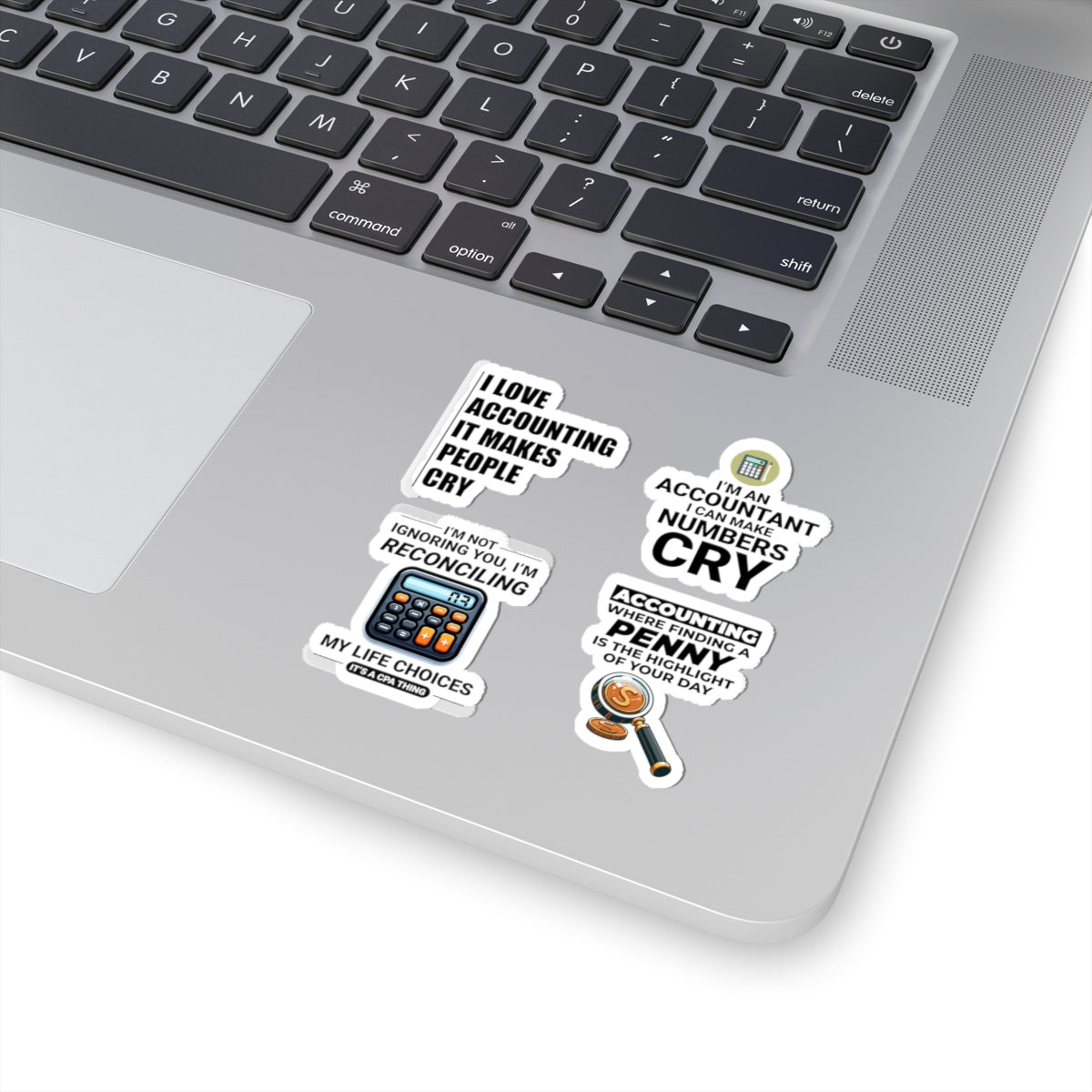 Accountant Sticker Pack – 4 PCS Funny Numbers Cry Reconciling Decal Set for CPAs Bookkeepers Finance Pros