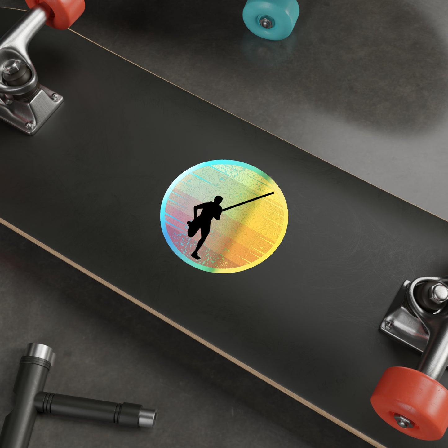 Pole Vault Holographic Stickers - Retro Athlete Design for Sports Enthusiasts