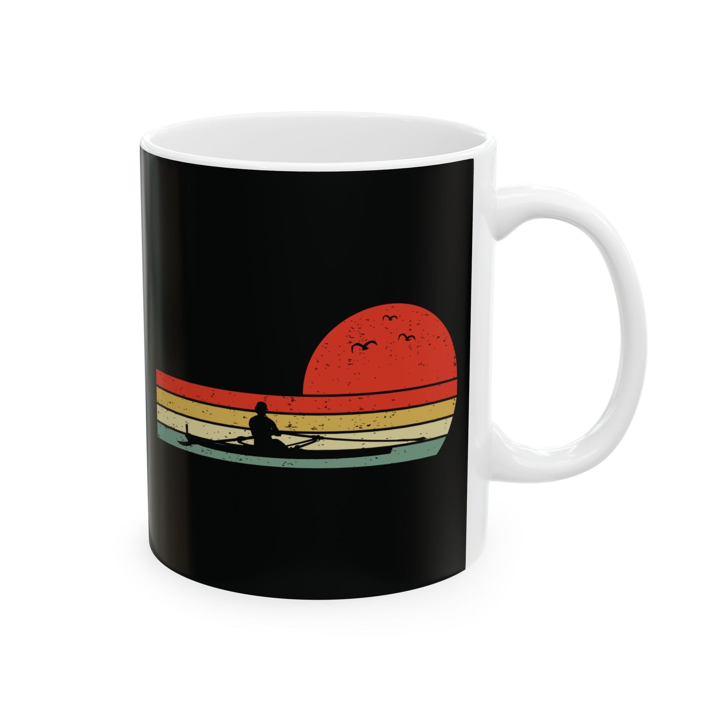 Rowing Mug Retro Sunset Sculler Water Sport Enthusiast Cup