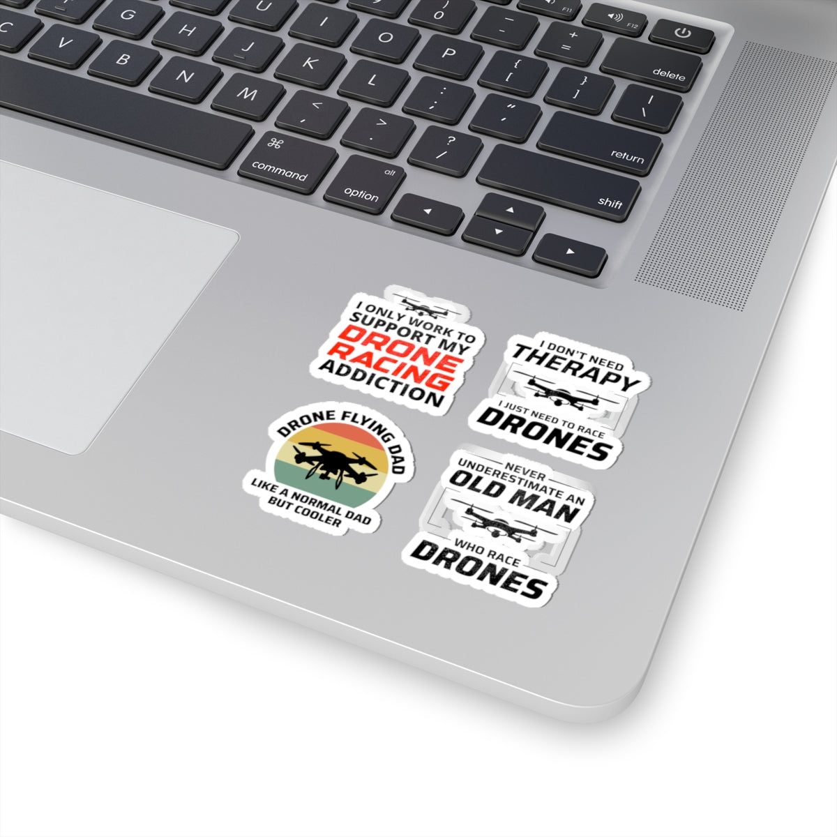 Drone Racing Sticker Pack – 4 PCS Funny FPV Hobby Decals for Drone Pilots Dads Enthusiasts