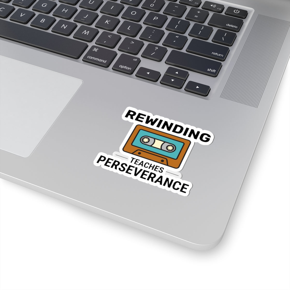 Cassette Rewind Perseverance Sticker - Retro Tech Vinyl Decal for Tape Collectors & Music Nostalgia Lovers
