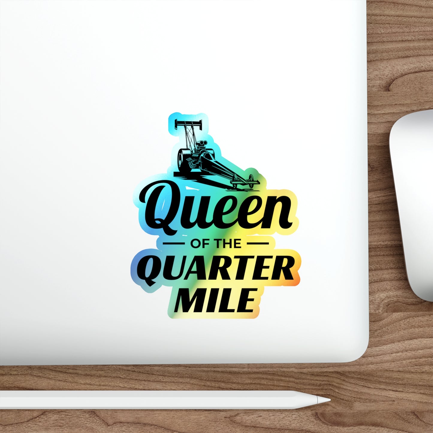 Female Dragster Drag Racing Girl Holographic Stickers Vinyl - Quarter Mile Queen Decal for Speed Enthusiasts