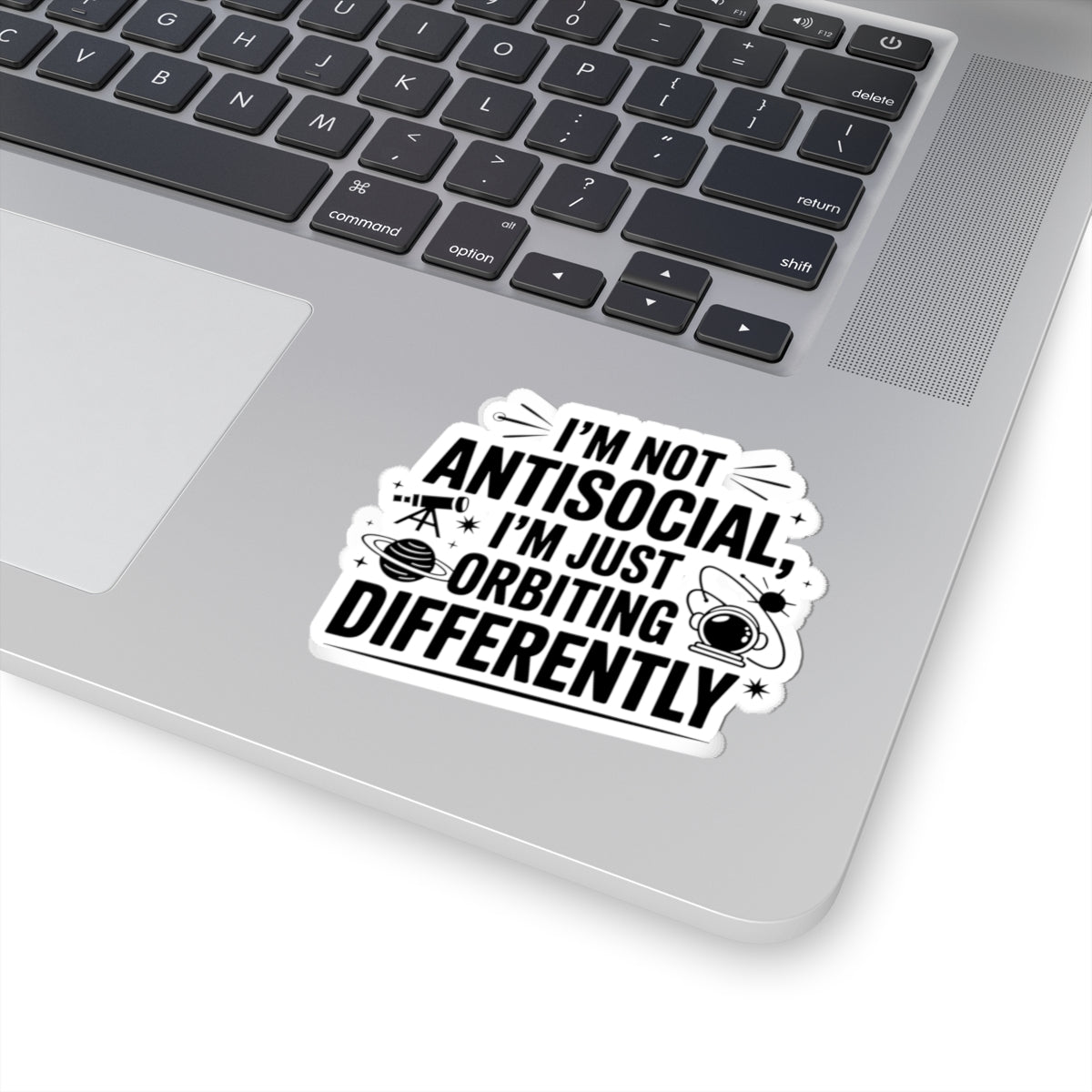 Astronomy Humor Sticker - Orbiting Differently Vinyl Decal for Space Nerds and Scientists