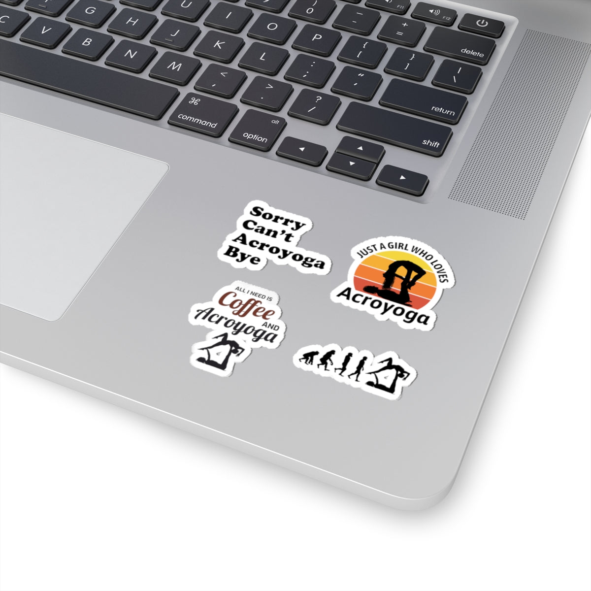 Acroyoga Sticker Pack – 4 PCS Funny Coffee Evolution Just A Girl Decal Set for Women Yoga Practitioners