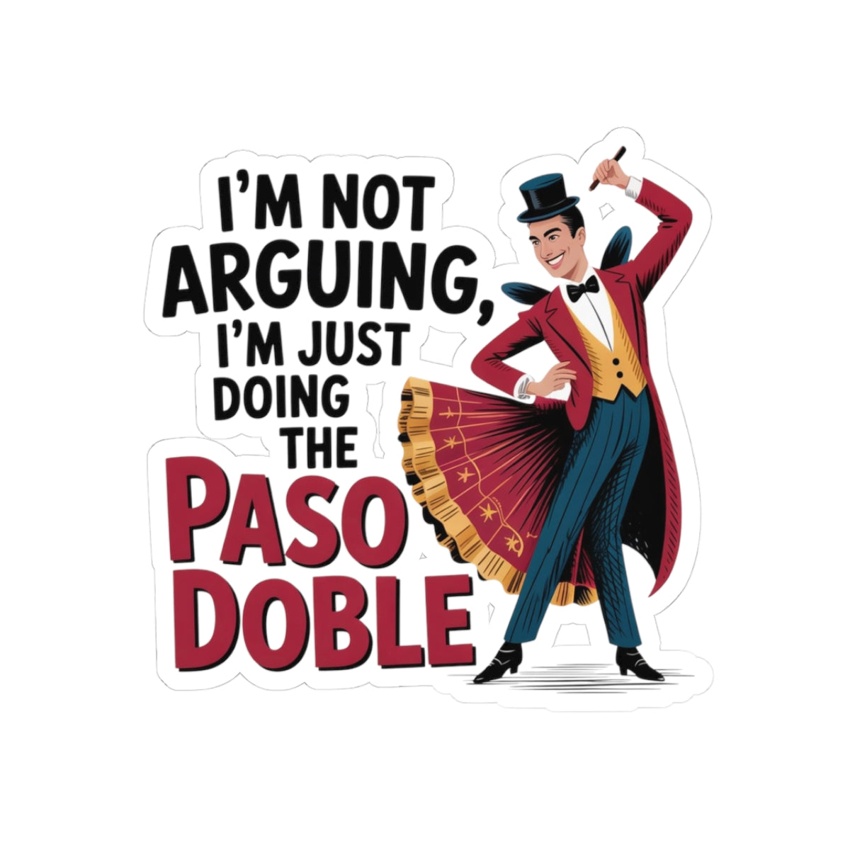 Paso Doble Sticker - Dramatic Dance Vinyl Decal for Partners, Ballroom Dancers