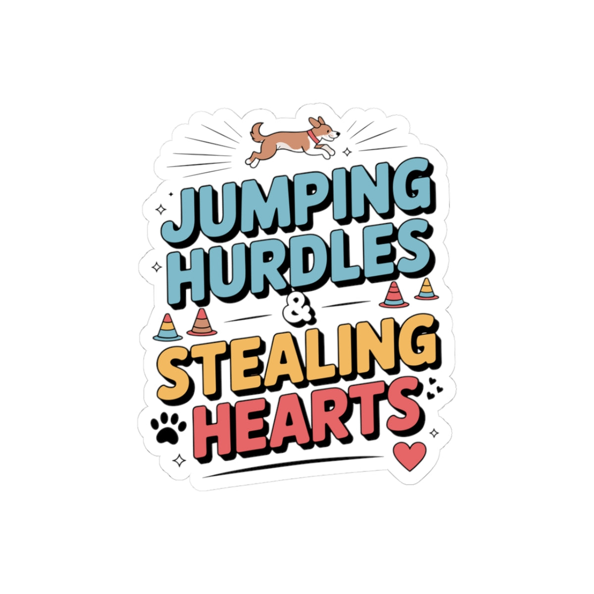 Dog Agility Jumping Sticker - Funny Pet Training Vinyl Decal for Dog Owners Trainers Competitors