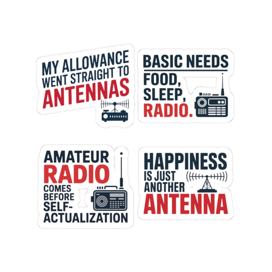 Ham Radio Sticker Pack – 4 PCS Funny Antenna Quote Decal Set for Ham Radio Operators & Amateur Radio Enthusiasts