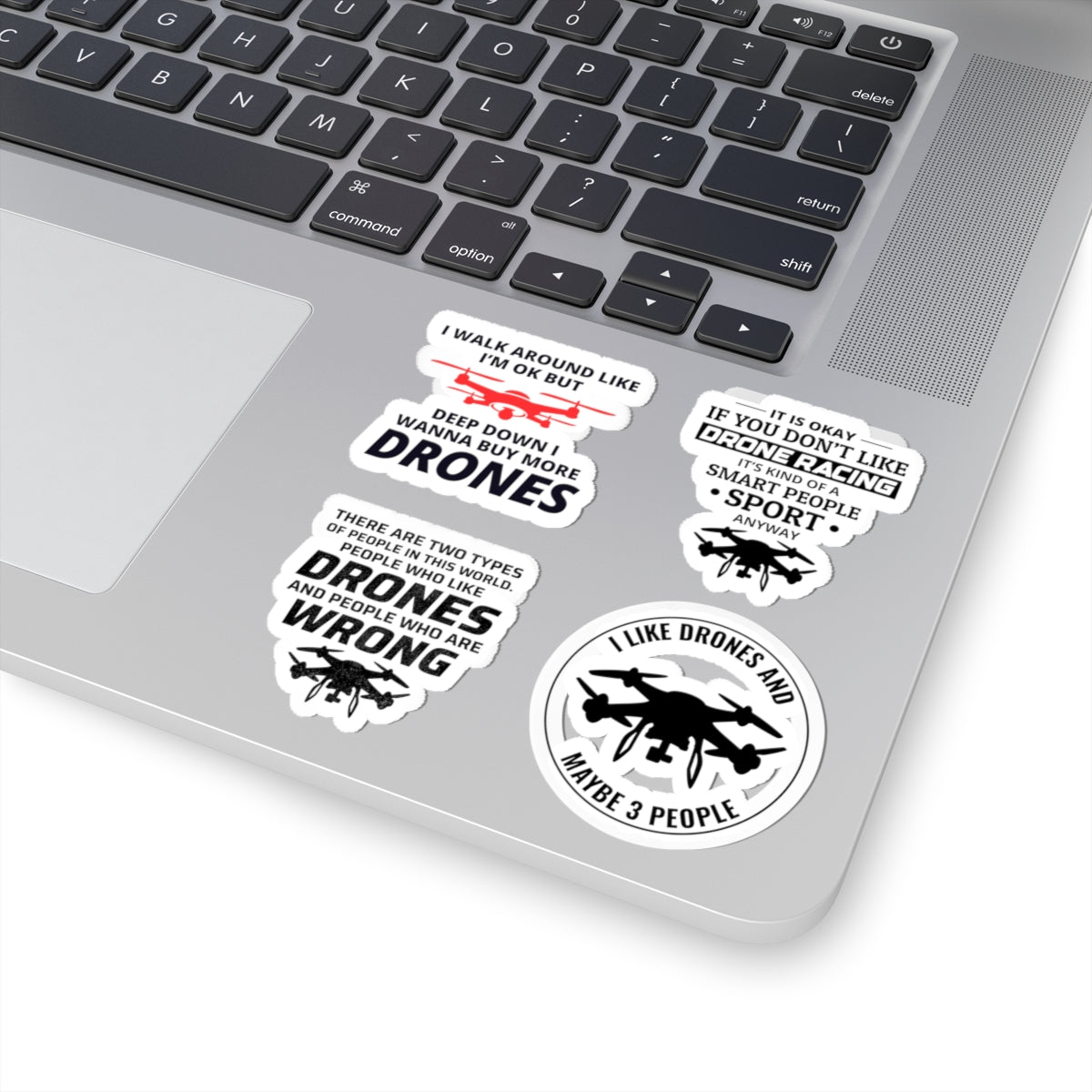 Funny Drone Sticker Pack – 4 PCS Sarcastic FPV Humor Decals for Drone Pilots Hobbyists Enthusiasts