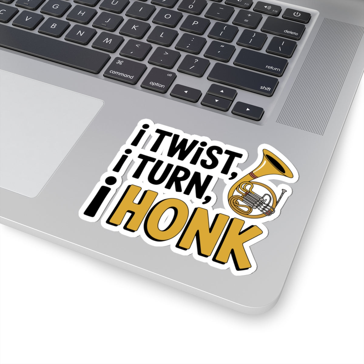 French Horn Process Sticker - Twist Turn Honk Vinyl Decal for Musicians, Students