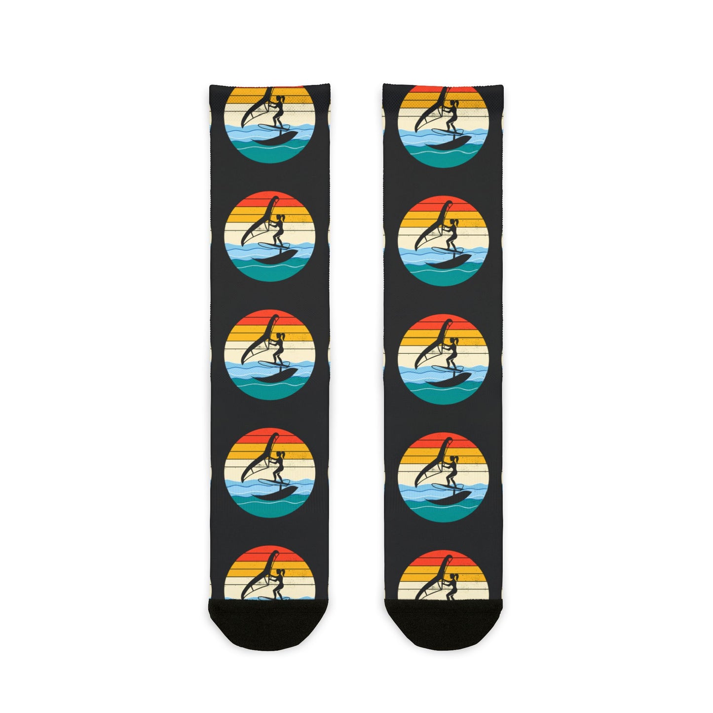 Wing Foiling Socks - Retro Vintage Sunset Style Gift for Water Sports Fans
