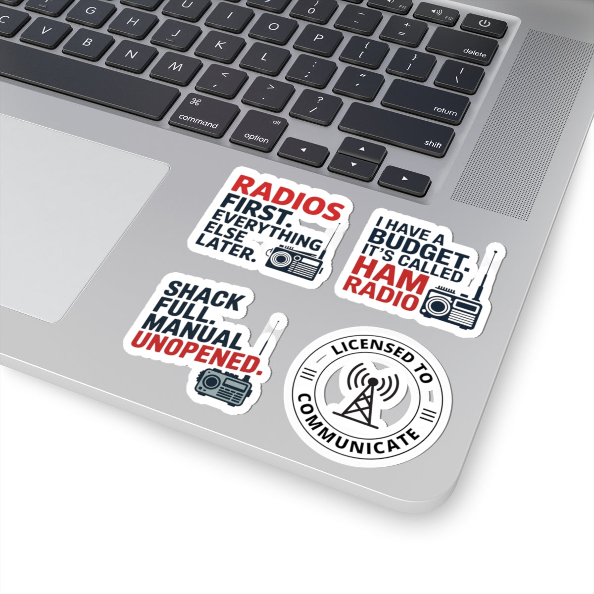 Ham Radio Sticker Pack – 4 PCS Funny Shack & License Quote Decal Set for Ham Radio Operators & Radio Hobbyists