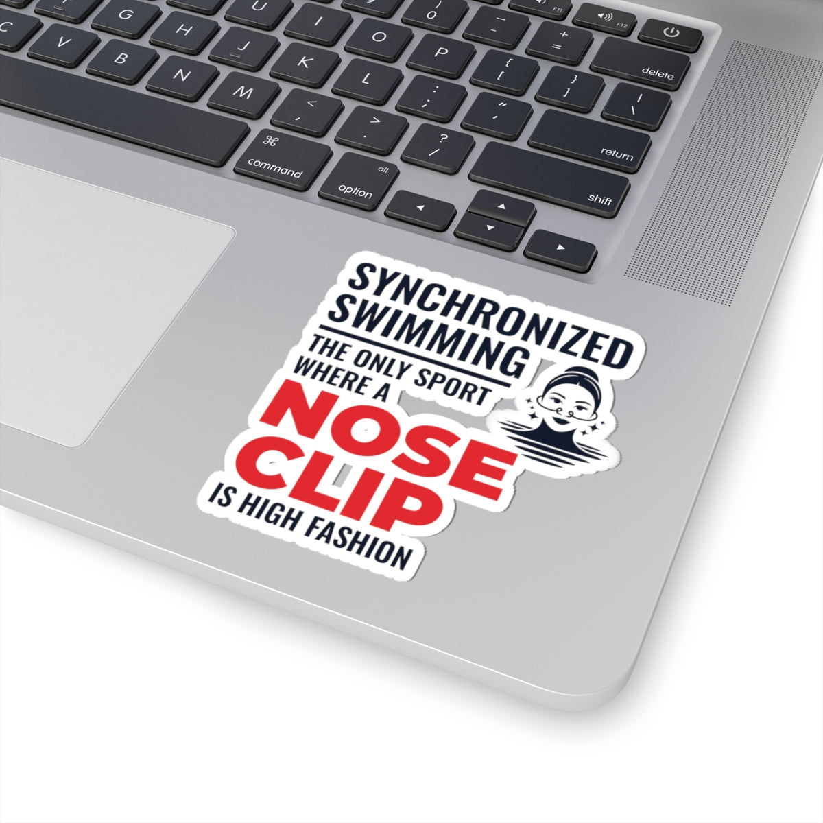 Funny Synchronized Swimming Sticker - 'Nose Clip High Fashion' Vinyl Decal for Swim Teams