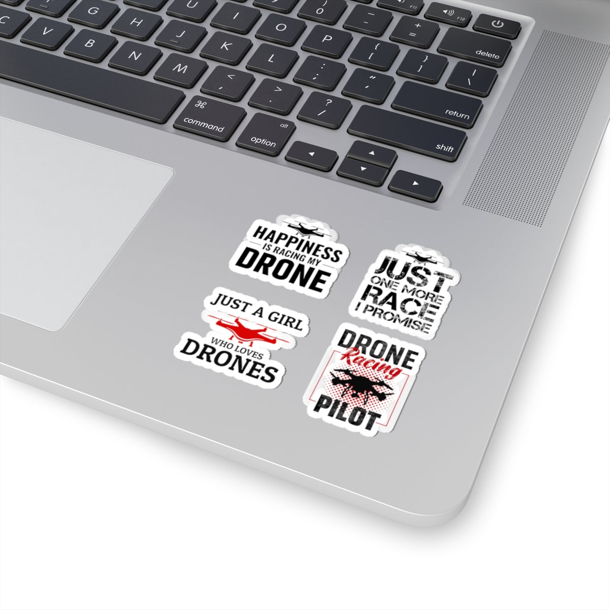 Drone Racing Pilot Sticker Pack – 4 PCS Funny Girl Loves Drones Humor Decals for FPV Fans Girls