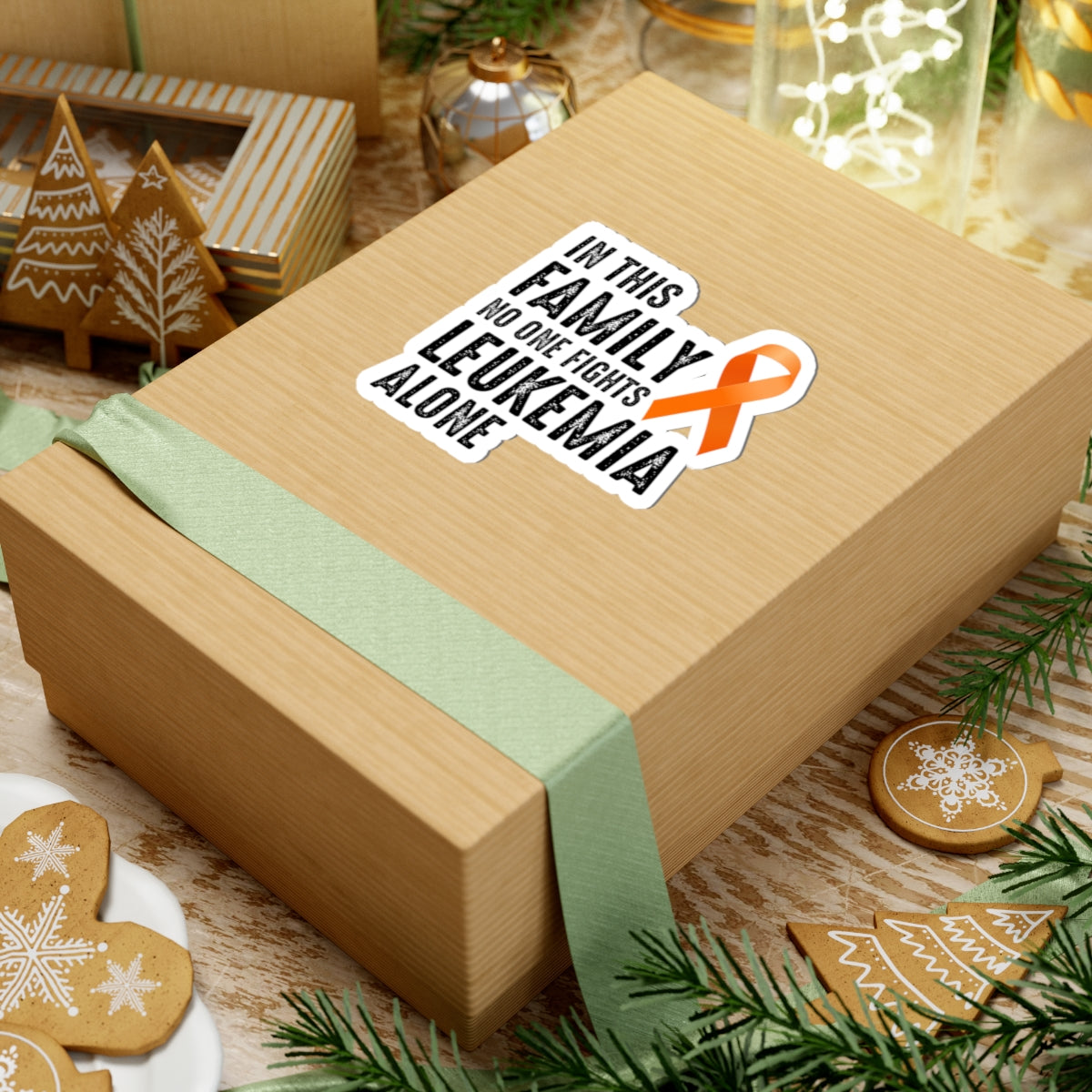 Leukemia Awareness Family Sticker - Orange Ribbon Vinyl Decal for Support Groups, Fighters, and Survivors