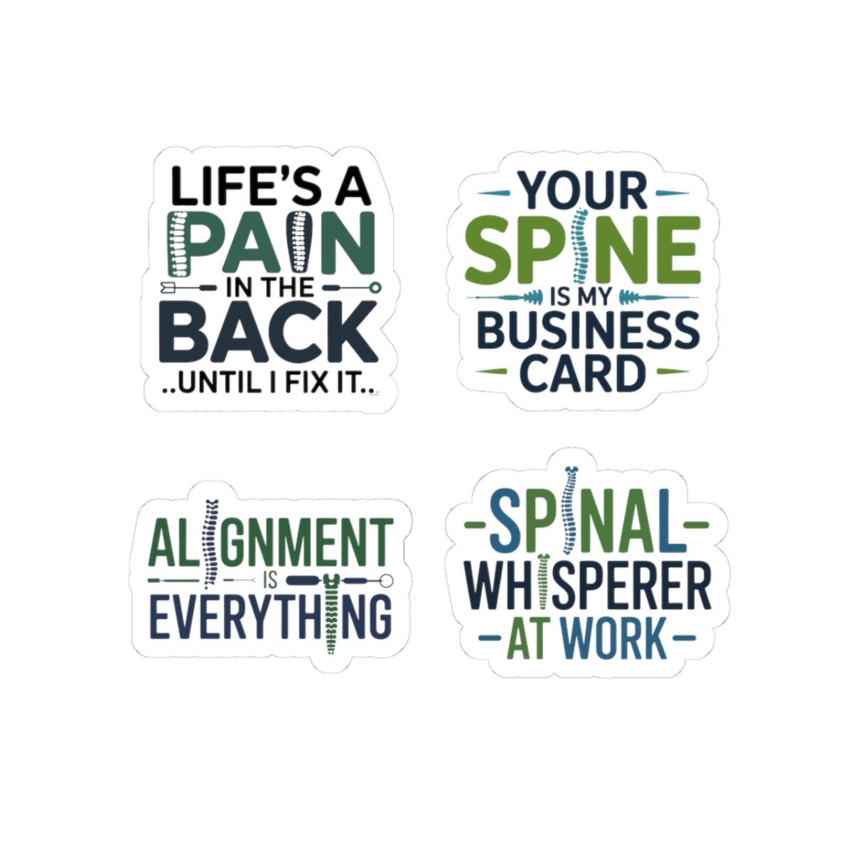 Chiropractor Sticker Pack – 4 PCS Funny Spinal Alignment Decals for Chiropractic Doctors Clinic Staff