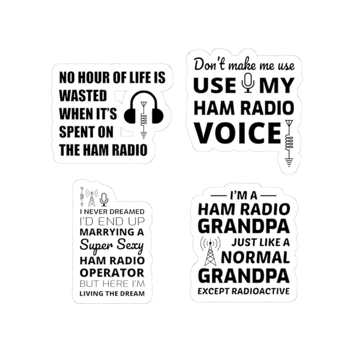 Ham Radio Sticker Pack – 4 PCS Funny Grandpa Radioactive Decals for Amateur Operators Hobbyist Spouses