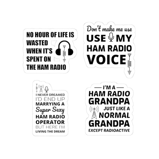 Ham Radio Sticker Pack – 4 PCS Funny Grandpa Radioactive Decals for Amateur Operators Hobbyist Spouses