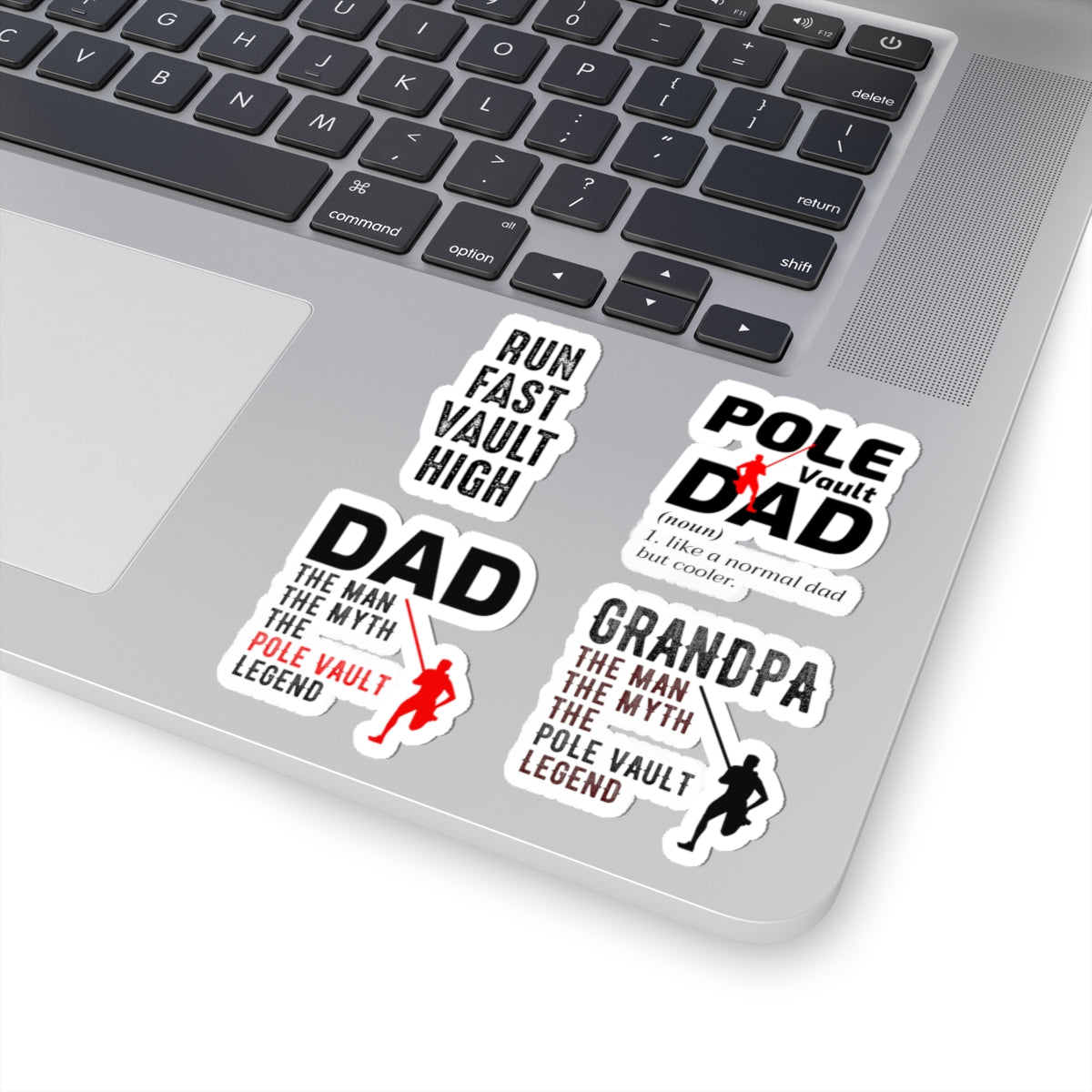 Pole Vault Sticker Pack – 4 PCS Funny Dad Grandpa Decal Set for Track and Field Sport Dads, Grandpas & Vaulting Families