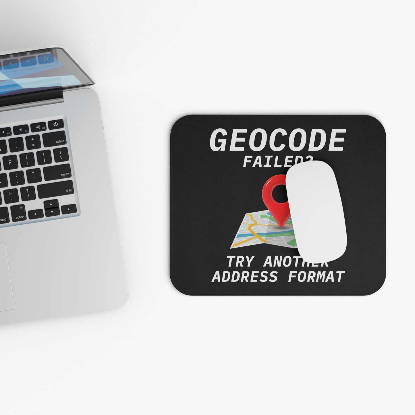 Geocoding Humor Mouse Pad - Address Format Joke Non-Slip Rubber Base for GIS Analysts & Developers