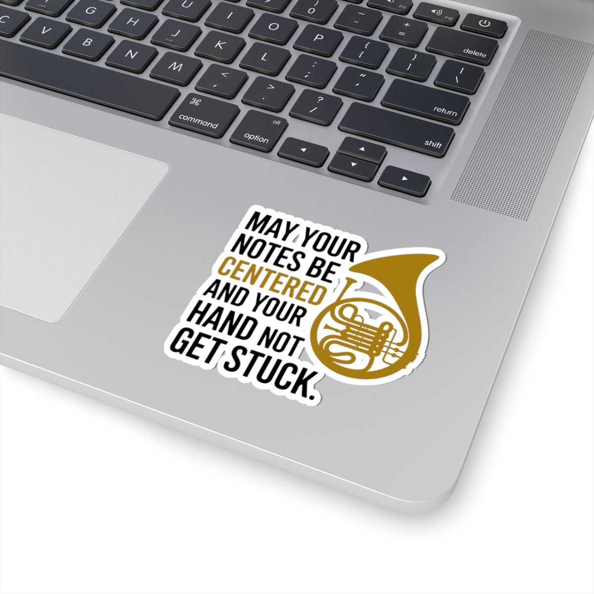 French Horn Blessing Sticker - Centered Notes Vinyl Decal for Musicians
