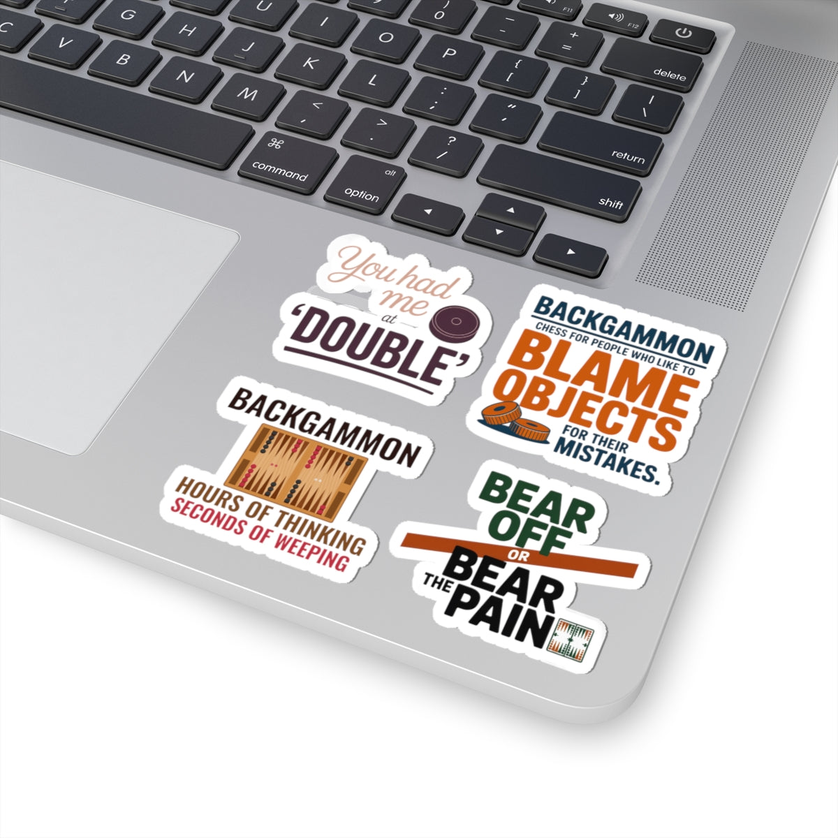 Backgammon Sticker Pack – 4 PCS Funny Bold Game Quote Decals for Board Game Players & Strategy Fans