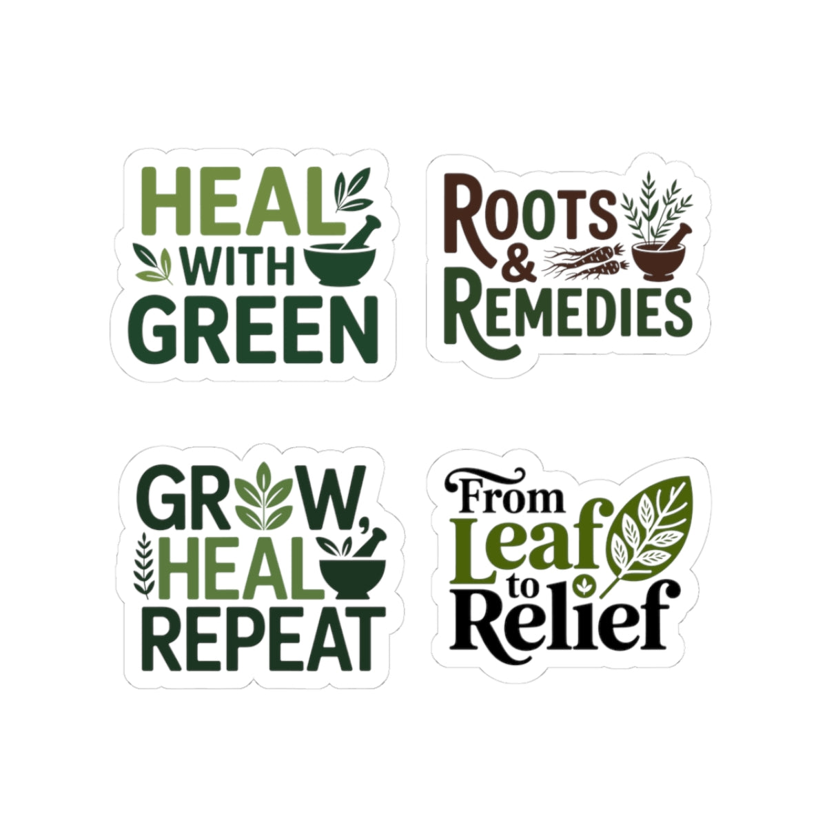 Herbalist Sticker Pack – 4 PCS Inspirational Plant Healing Decals for Herbalists Natural Remedy Lovers