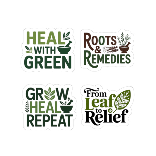 Herbalist Sticker Pack – 4 PCS Inspirational Plant Healing Decals for Herbalists Natural Remedy Lovers