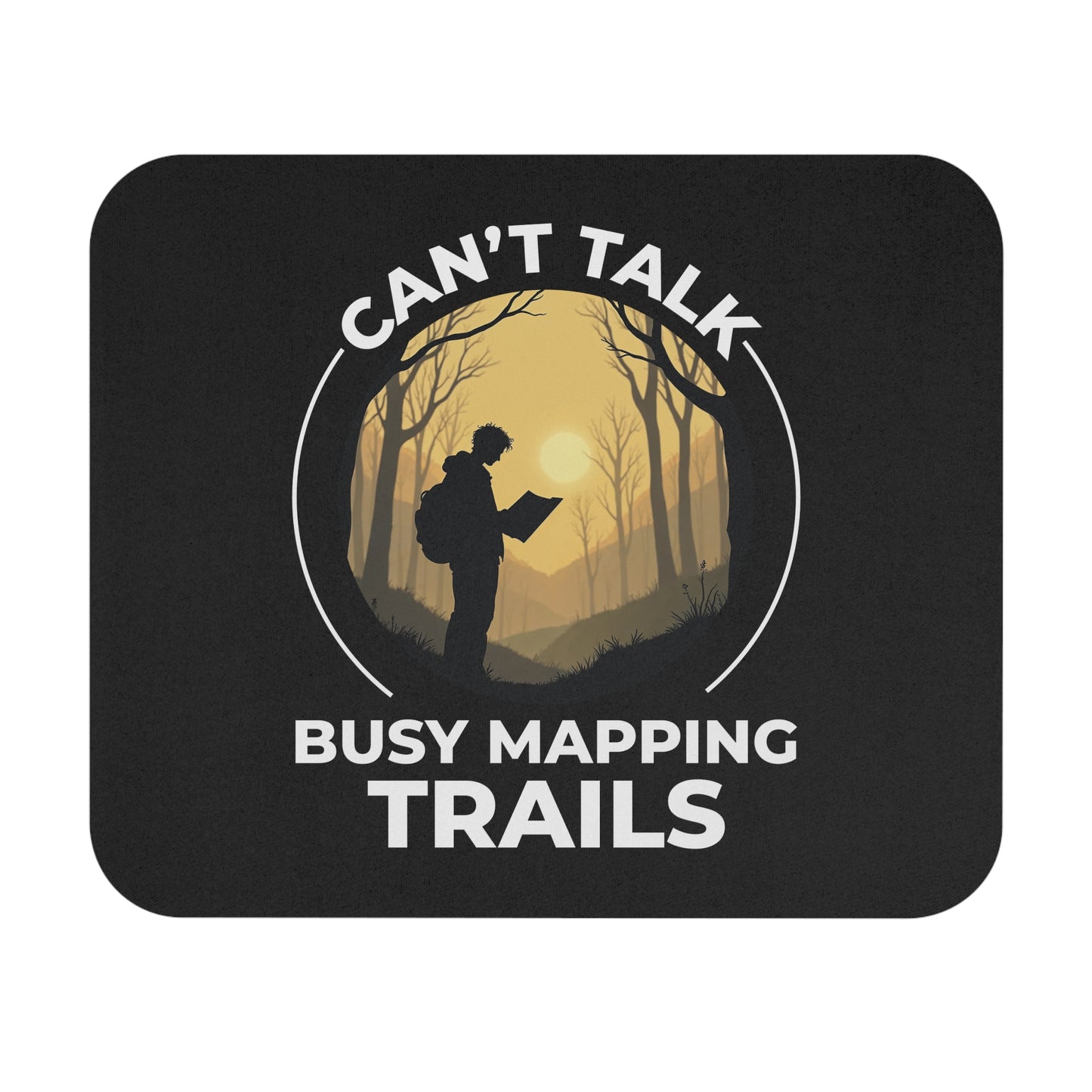 Trail Mapping Outdoor Mouse Pad - Wilderness Navigation Non-Slip Rubber Base for Hikers Cartographers Explorers