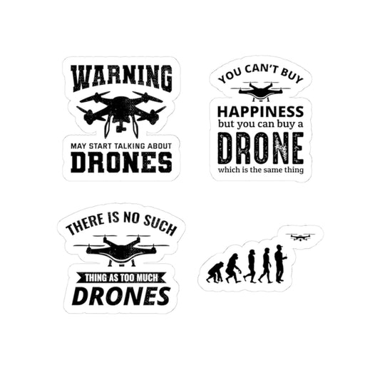 Drone Warning Sticker Pack – 4 PCS Funny Quadcopter Evolution Decals for Drone Pilots RC Hobbyists