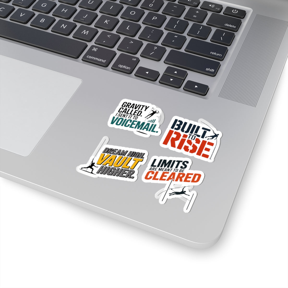 Pole Vault Sticker Pack – 4 PCS Bold Motivational Graphic Decal Set for Track and Field Athletes, Competitive Vaulters