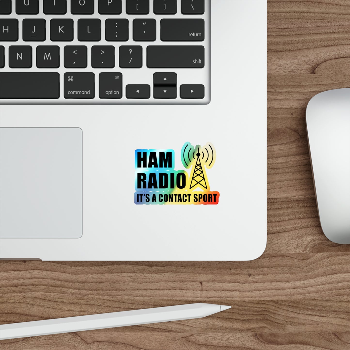 Amateur Ham Radio Operator Stickers Holographic Vinyl Decal - Contact Sport & DXing for Radio Competitors