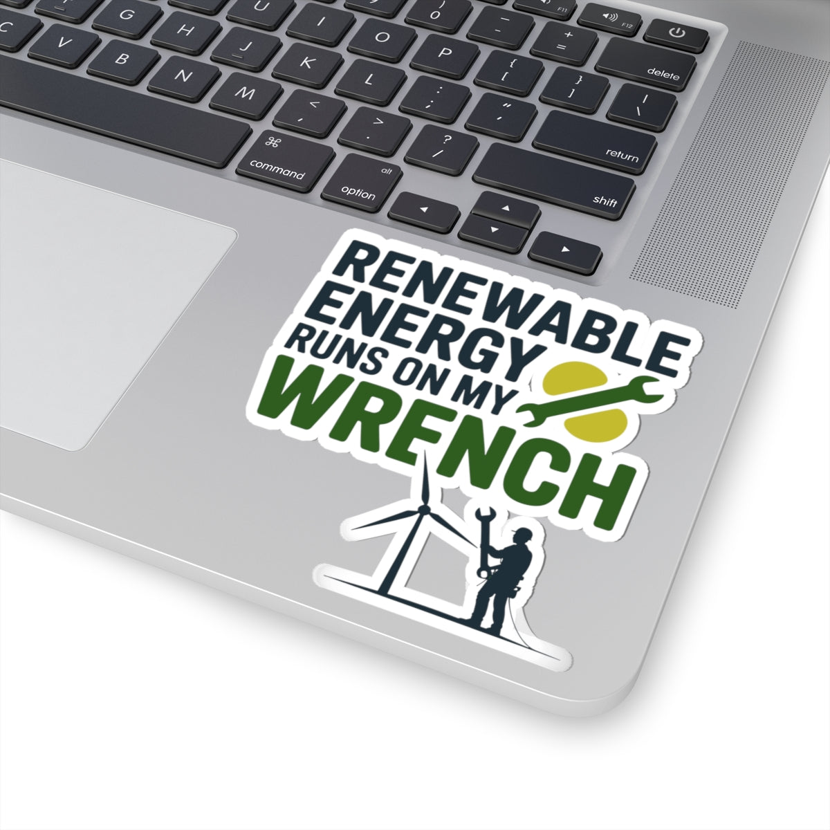 Wind Turbine Tech Sticker - Renewable Energy Runs On My Wrench Vinyl Decal