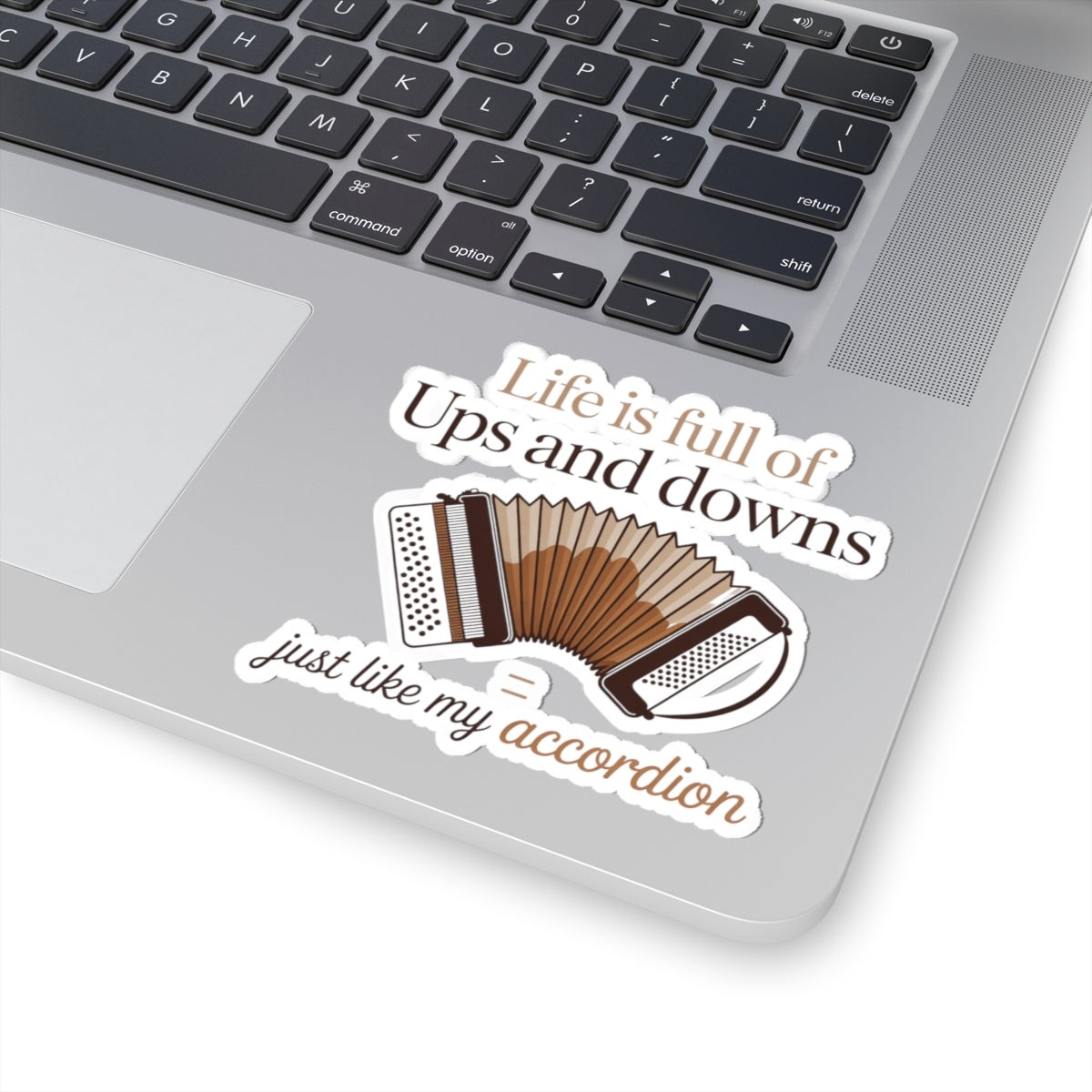 Squeezebox Sticker – Life Ups & Downs Humor Decal for Accordionists, Polka Band Members