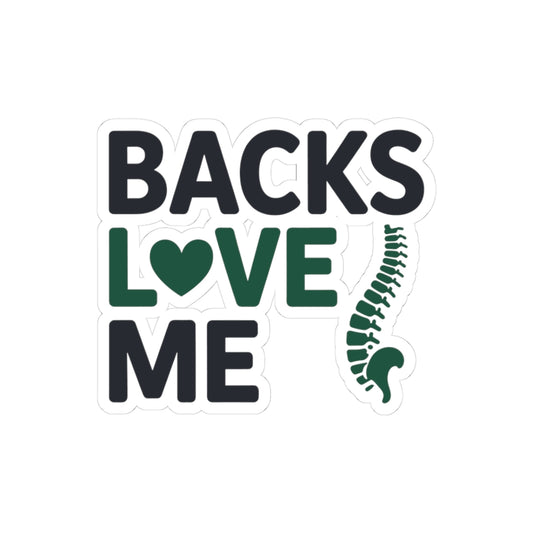 Chiropractor Backs Love Sticker - Chiropractic Humor Vinyl Decal for Spine Care, Clinics, and Chiropractors