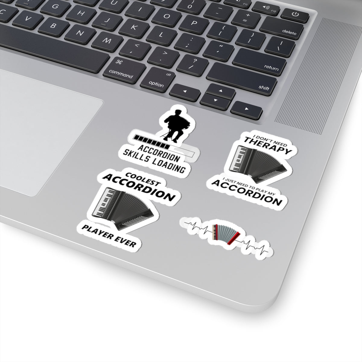 Accordion Sticker Pack – 4 PCS Funny Skills Loading Therapy Decal Set for Accordion Players Musicians Fans