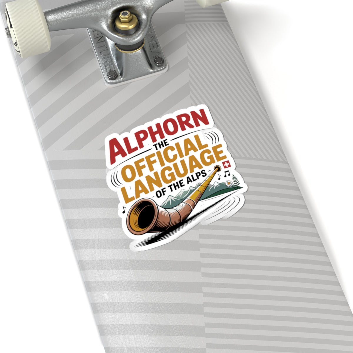 Alphorn Music Sticker - Alpine Horn Player Vinyl Decal for Musicians Switzerland Folk Enthusiasts